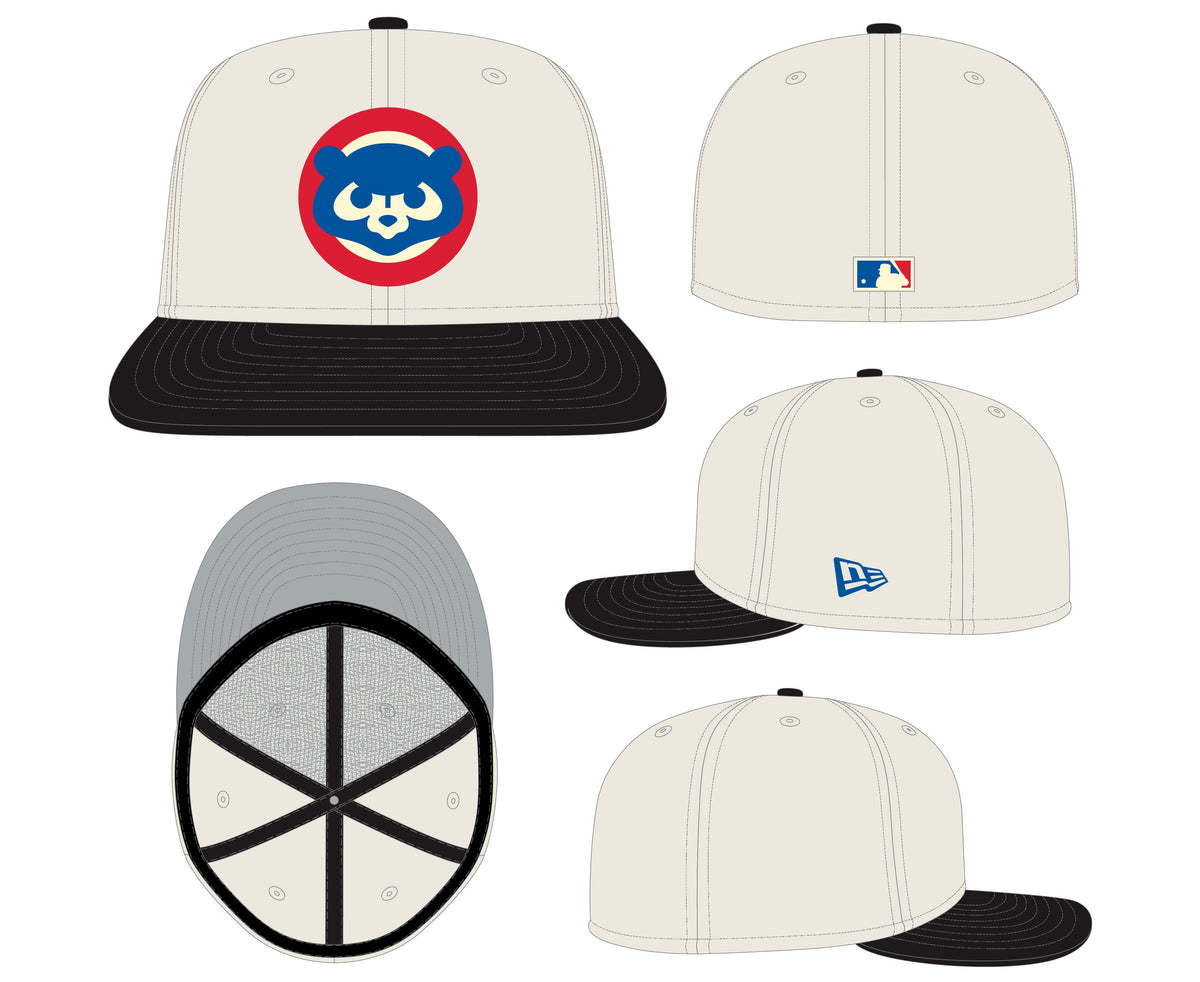 Chicago Cubs Cooperstown Collection Cream/Black Leather Visor New Era 59FIFTY Fitted Hat