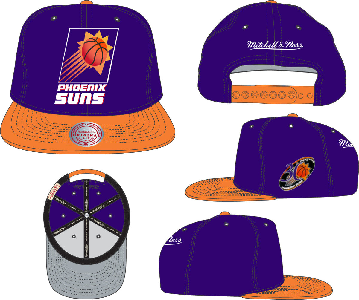 Men's Phoenix Suns Mitchell & Ness Purple/Orange NBA Patches 2 Tone Snapback Adjustable Hat