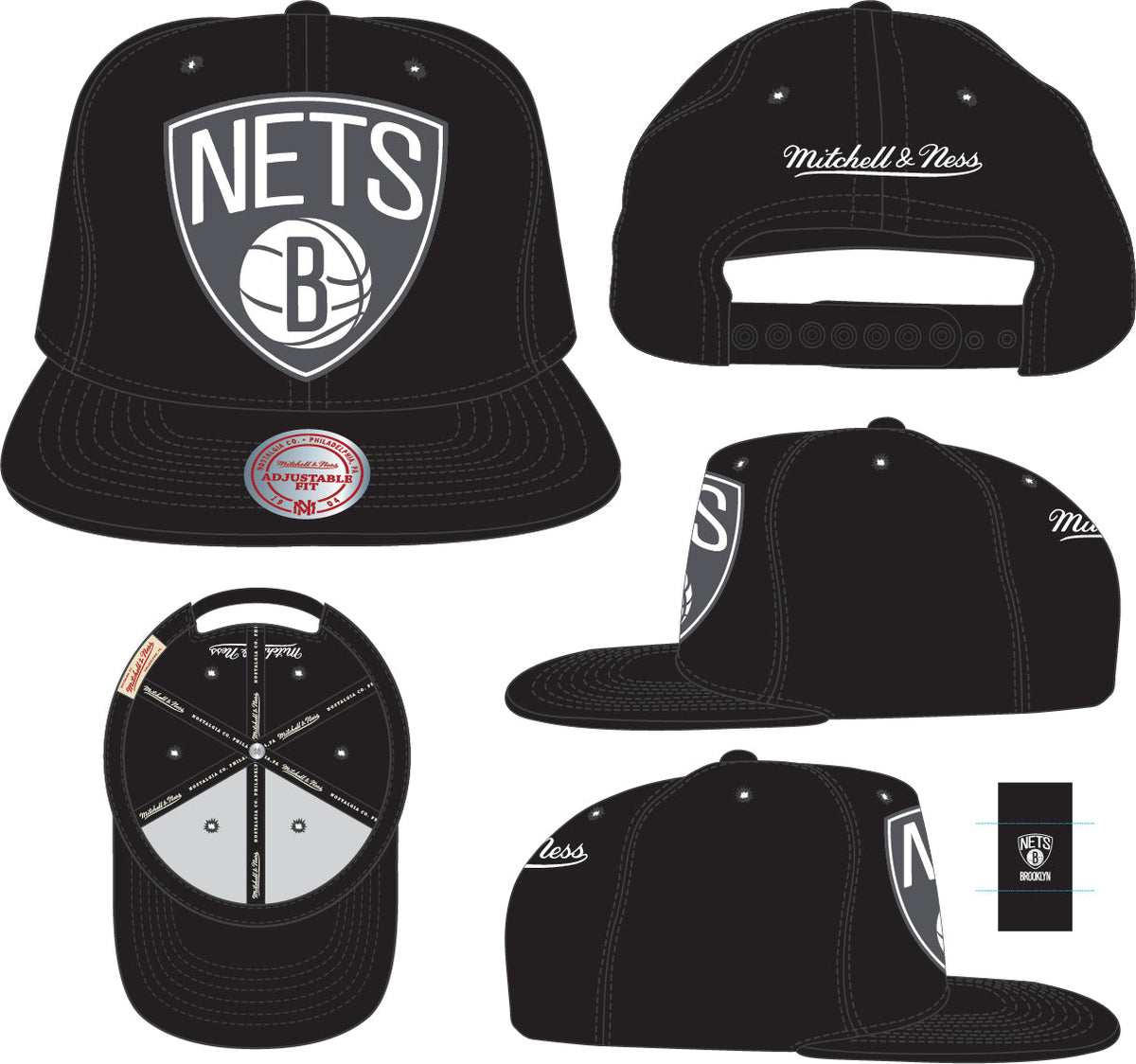 Men's Brooklyn Nets NBA XL BWG Mitchell & Ness Snapback Hat