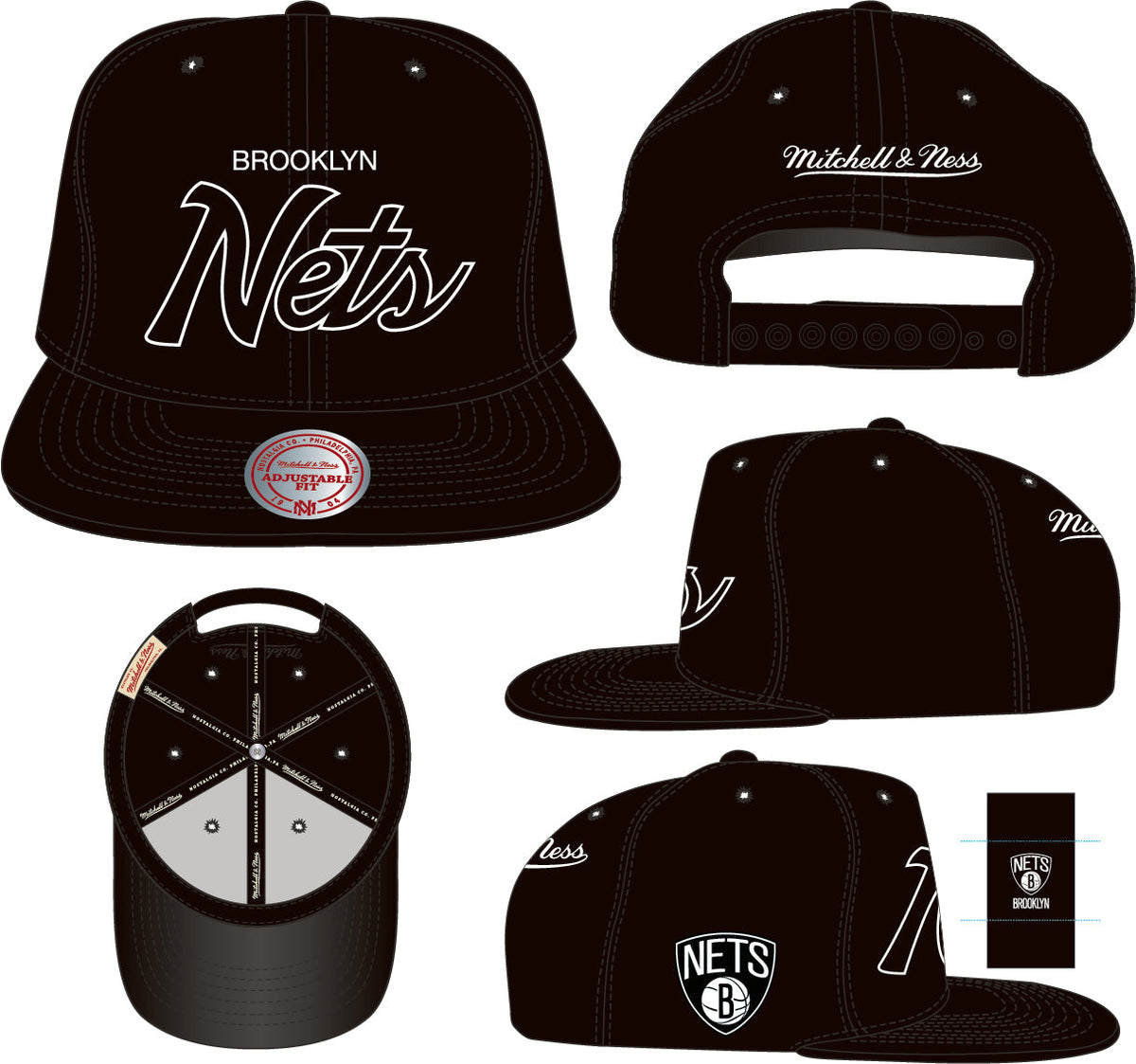 Men's Brooklyn Nets Black NBA Sports Specialty Snapback Adjustable Hat
