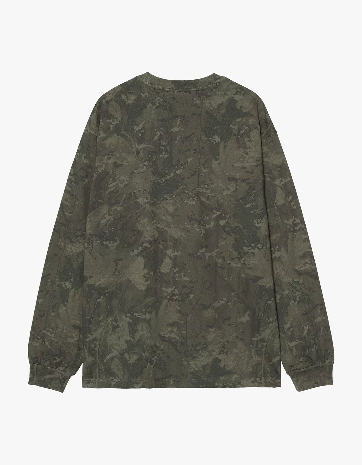 L/S Camo Combi T Shirt - Camo Combi, Green/Olive Garment Dyed