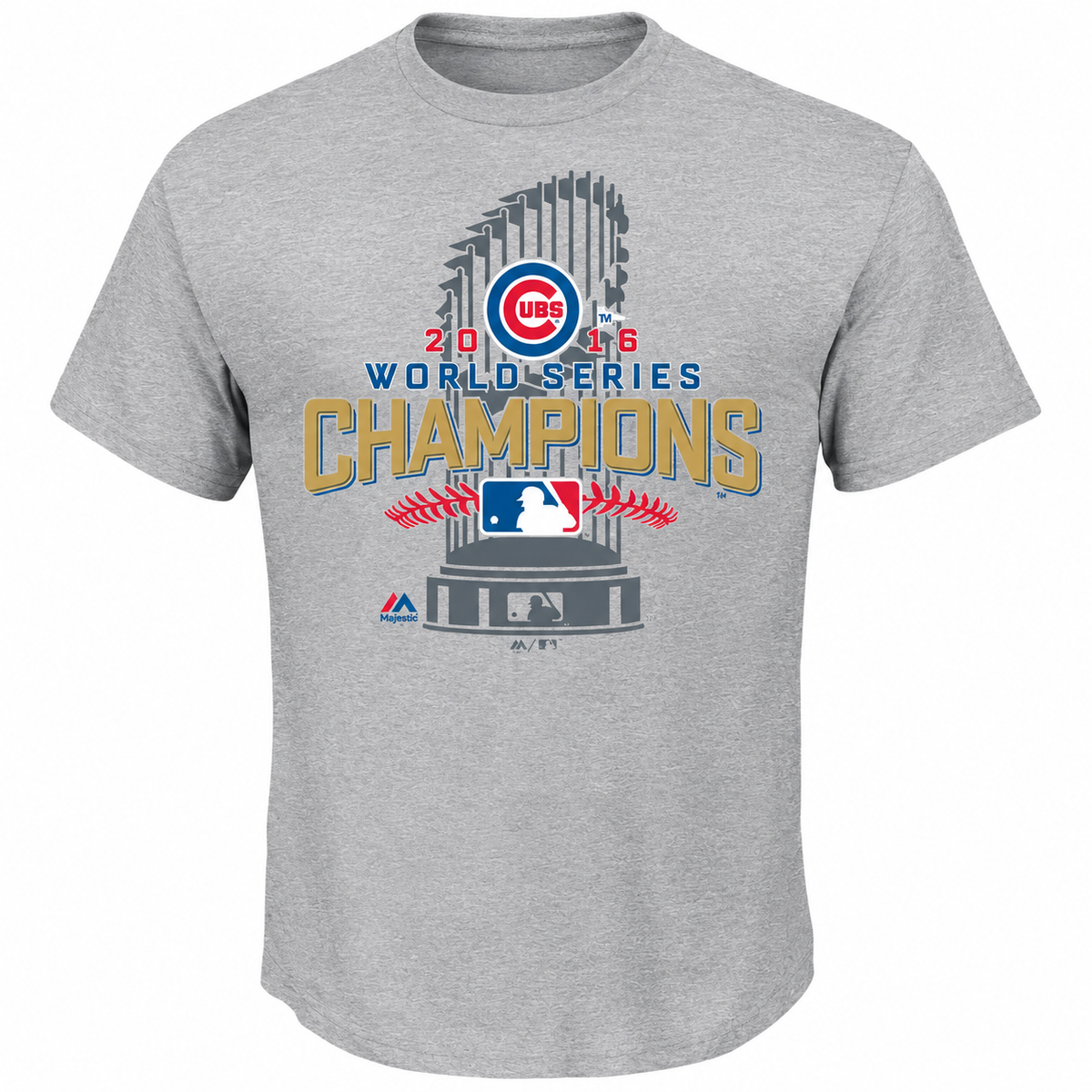 Youth Chicago Cubs Majestic Gray 2016 World Series Champions Locker Room T-Shirt