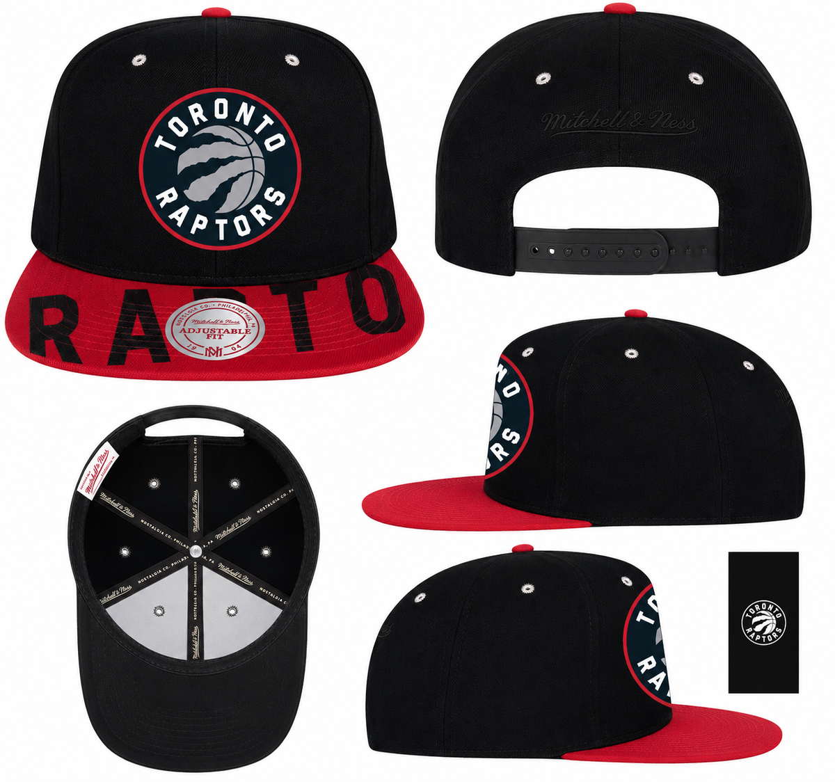 Men's Mitchell & Ness Black/Red Toronto Raptors Hardwood Classics Snapshot Adjustable Snapback Hat