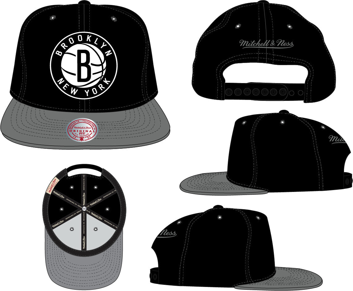 Men's Brooklyn Nets 2-Tone 2.0 Snapback Hat By Mitchell & Ness