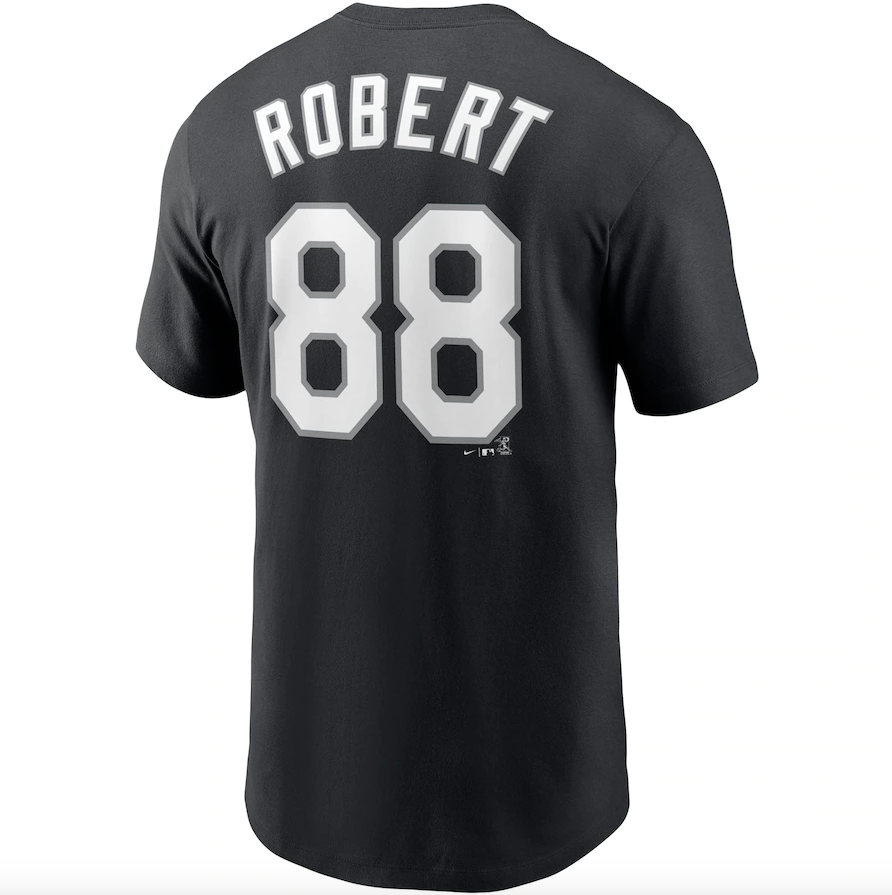Men's Chicago White Sox Luis Robert Nike Black Name & Number T-Shirt