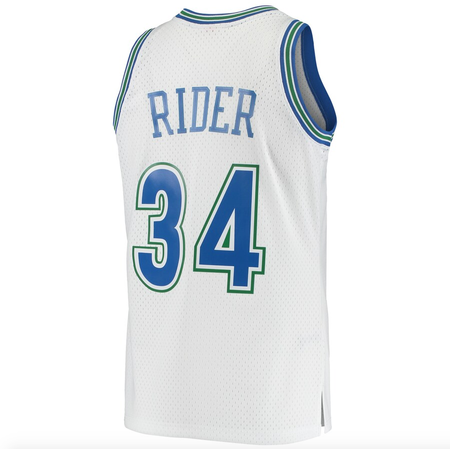 Mens Minnesota Timberwolves Isaiah Rider Mitchell & Ness White 1995-96 Hardwood Classics Swingman Jersey