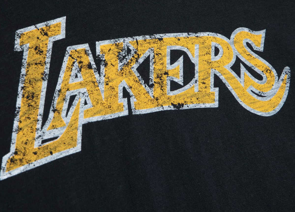 Men's Los Angeles Lakers NBA Legendary Slub Black Tee By Mitchell And Ness