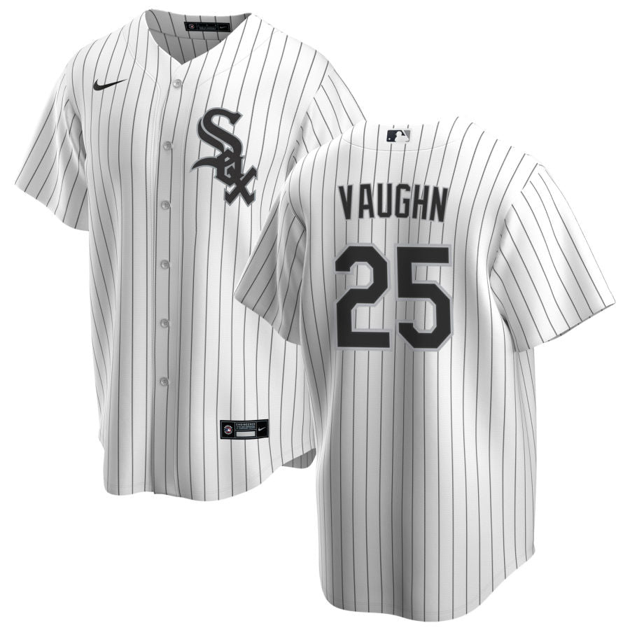 NIKE Men's Andrew Vaughn Chicago White Sox Home White Premium Stitch Replica Jersey