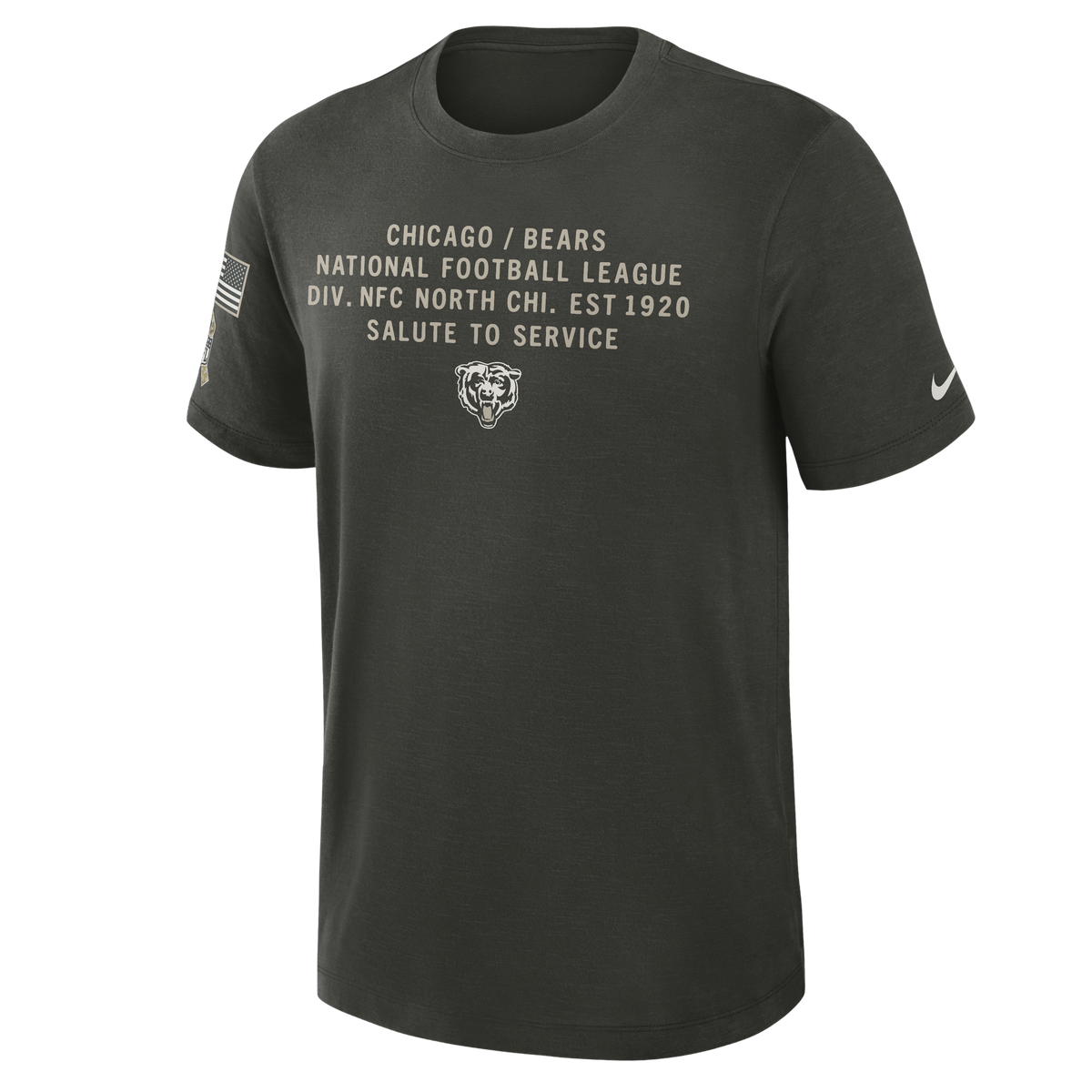 Men's Nike Chicago Bears 2025 Salute To Service Sequoia Green T-Shirt