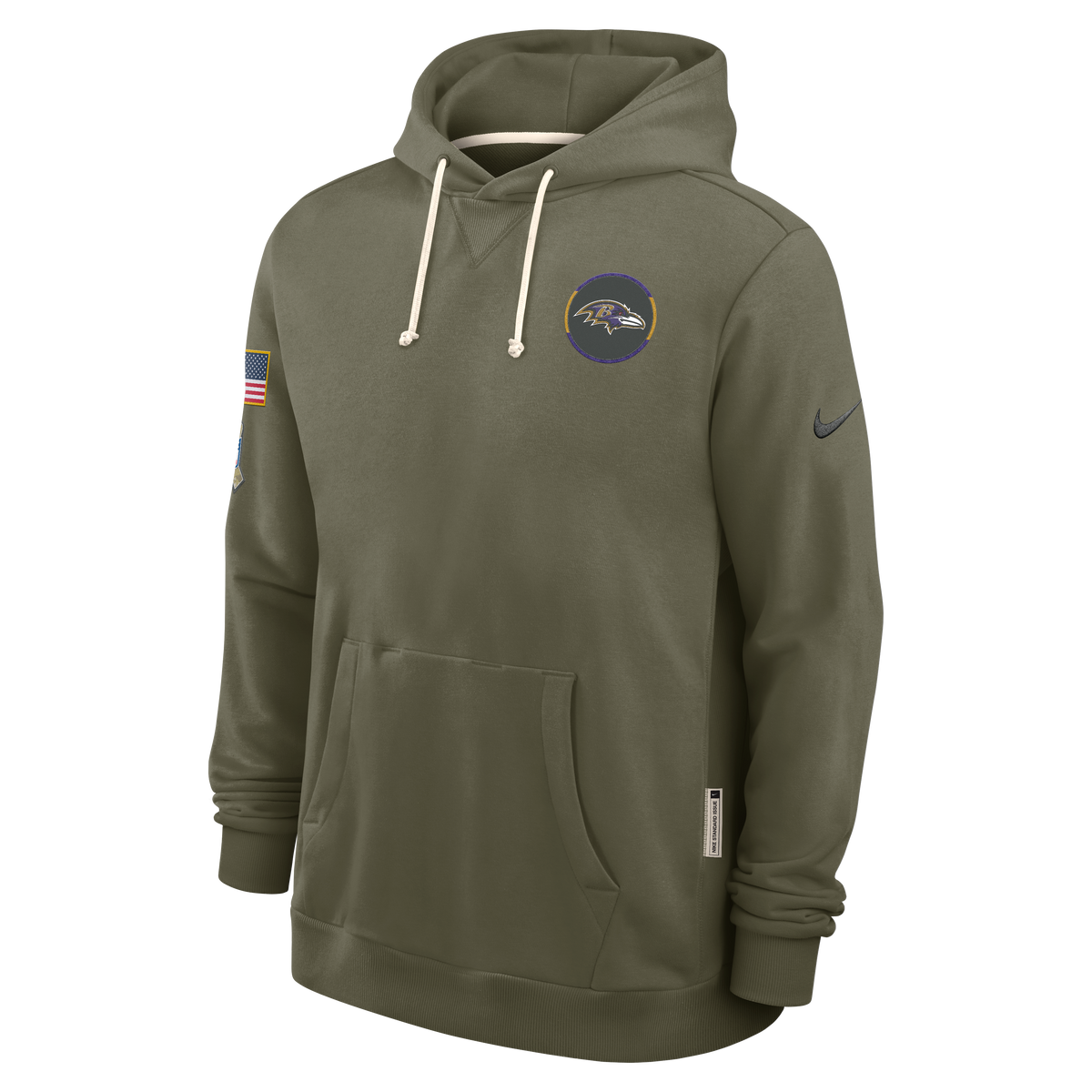 Men's Baltimore Ravens Nike Olive Green 2025 Salute To Service Club Pullover Hoodie