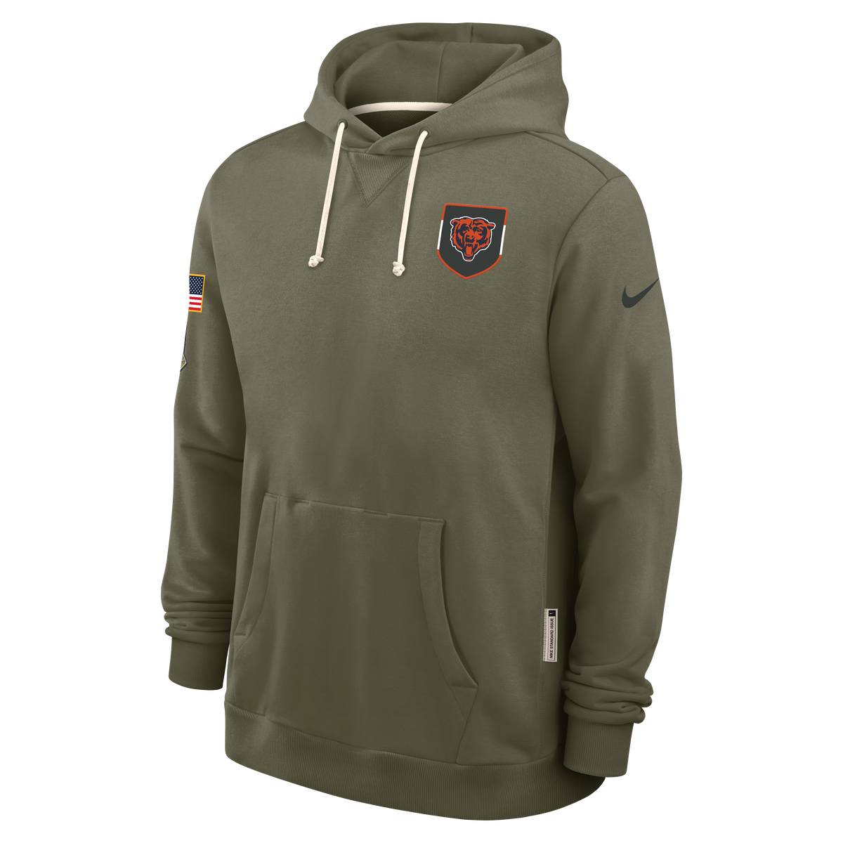 Men's Chicago Bears Nike Olive Green 2025 Salute To Service Club Pullover Hoodie