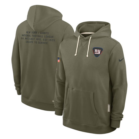 Men's New York Giants Nike Olive Green 2025 Salute To Service Club Pullover Hoodie