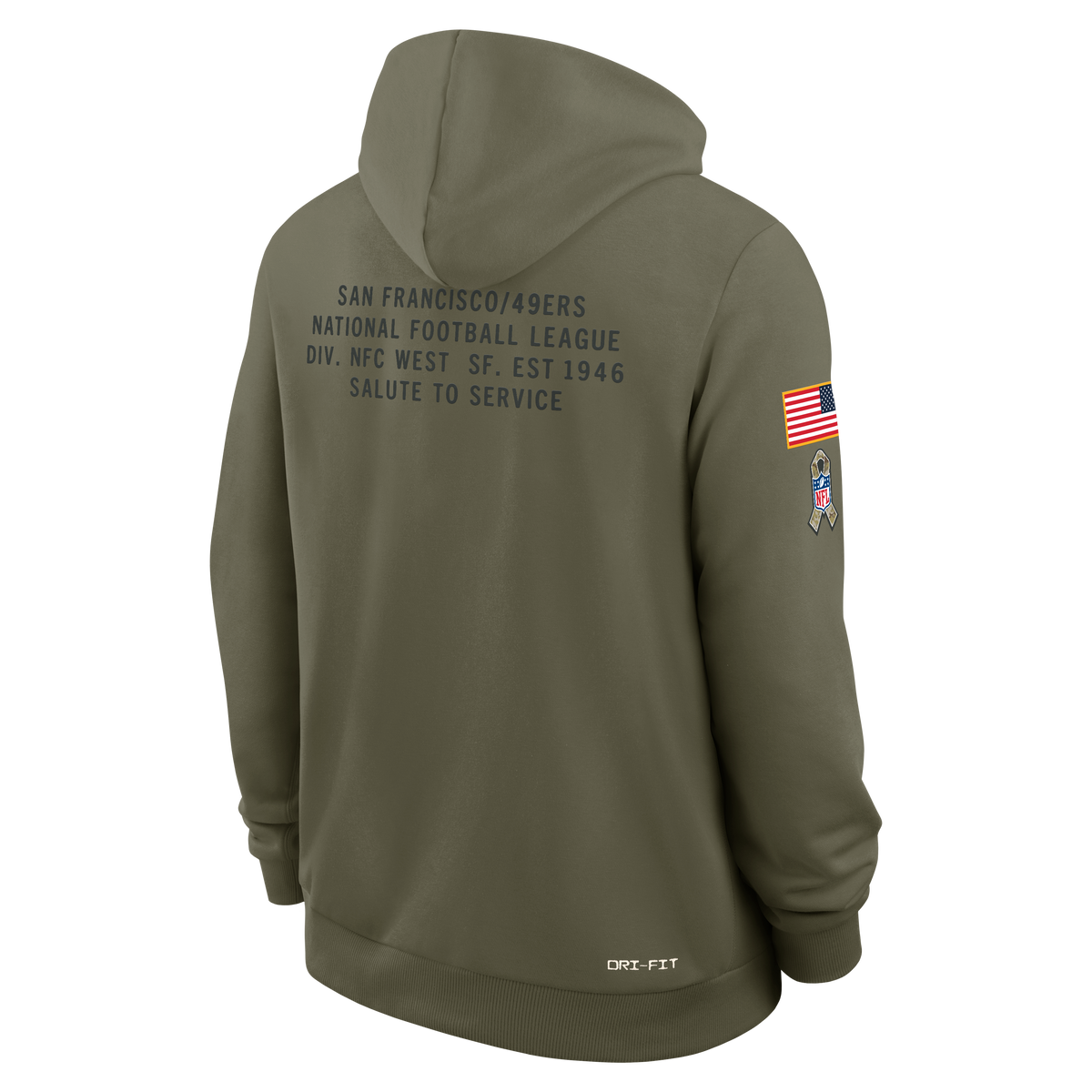 Men's San Francisco 49ers Nike Olive Green 2025 Salute To Service Club Pullover Hoodie