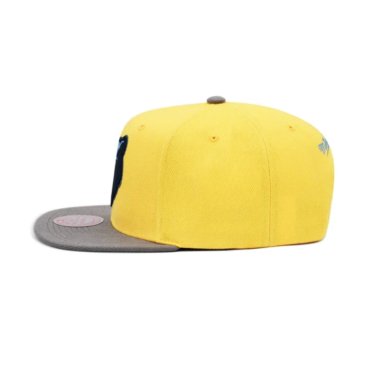 Men's Memphis Grizzlies Mitchell & Ness NBA Core Basic Gold and Gray Snapback Hat