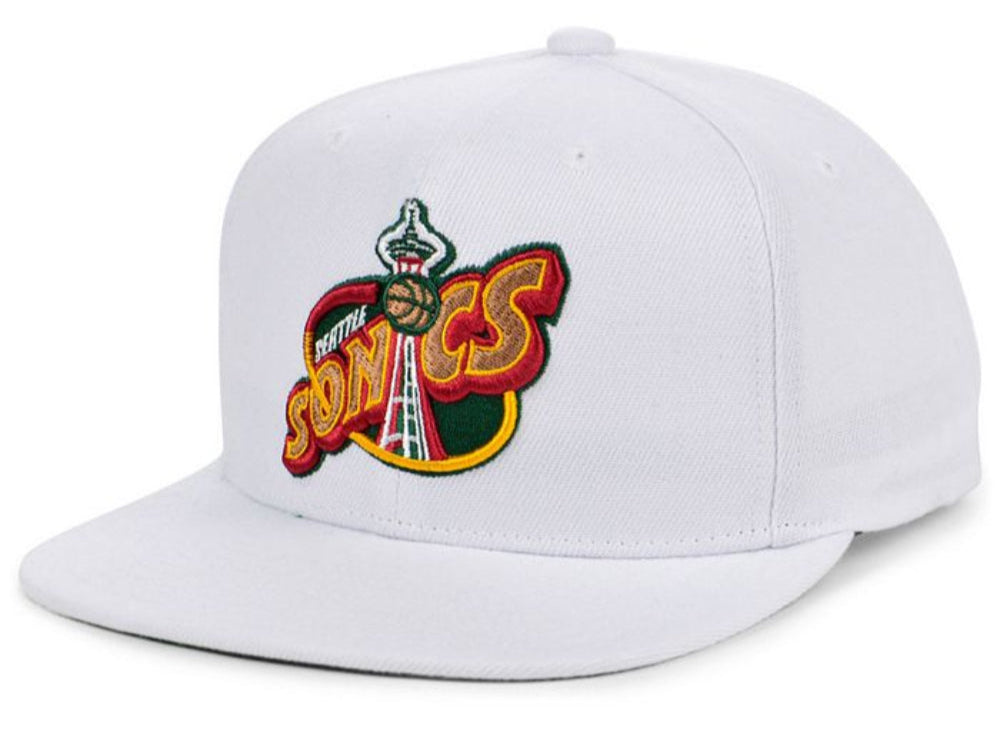 Men's Mitchell & Ness Seattle SuperSonics Hardwood Classics White Adjustable Snapback Hat