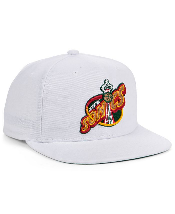 Men's Mitchell & Ness Seattle SuperSonics Hardwood Classics White Adjustable Snapback Hat