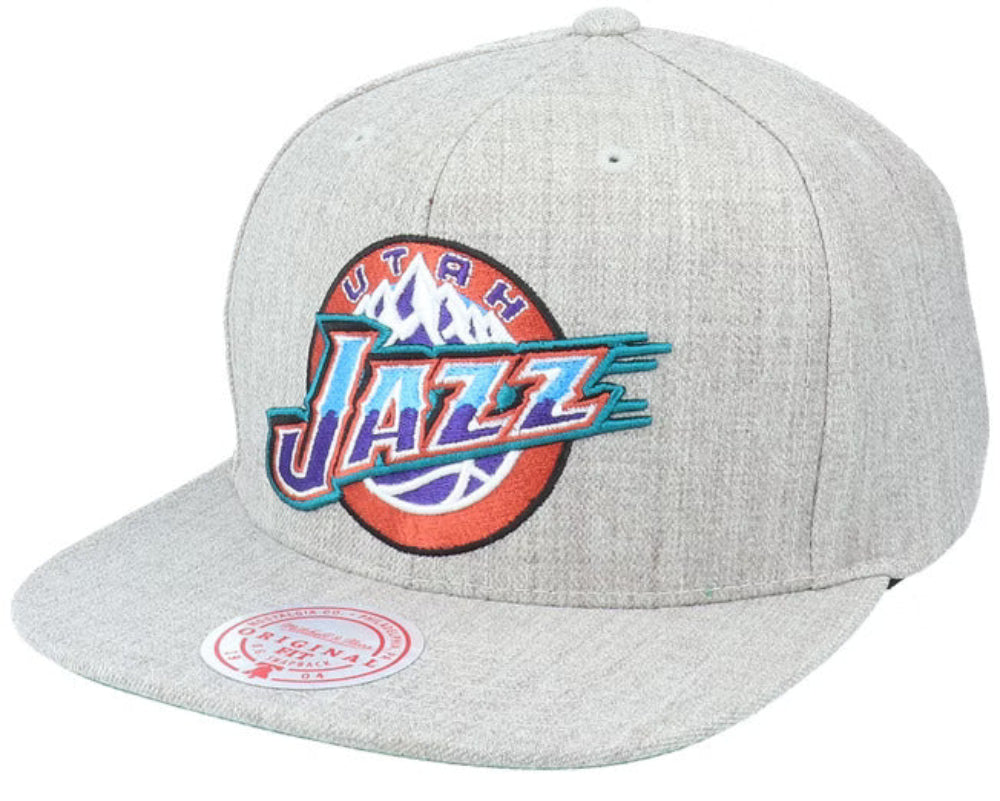 Utah Jazz HWC Gray Heathered 2.0 Mitchell & Ness Snapback Hat