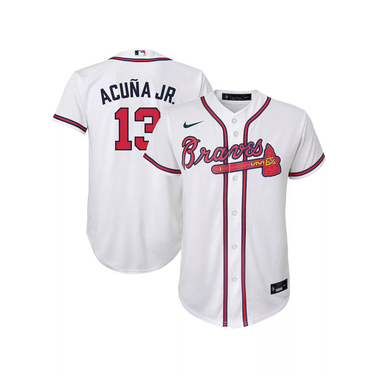 NIKE Youth Ronald Acuna Jr. Atlanta Braves White Home Replica Jersey