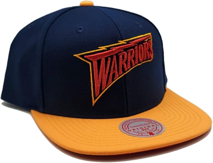 Golden State Warriors Mitchell & Ness Hardwood Classics Reload 2.0 Snapback Hat - Navy/Yellow