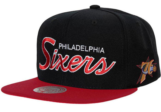 Philadelphia 76ers HWC Team Script 2.0 Mitchell & Ness Snapback Hat