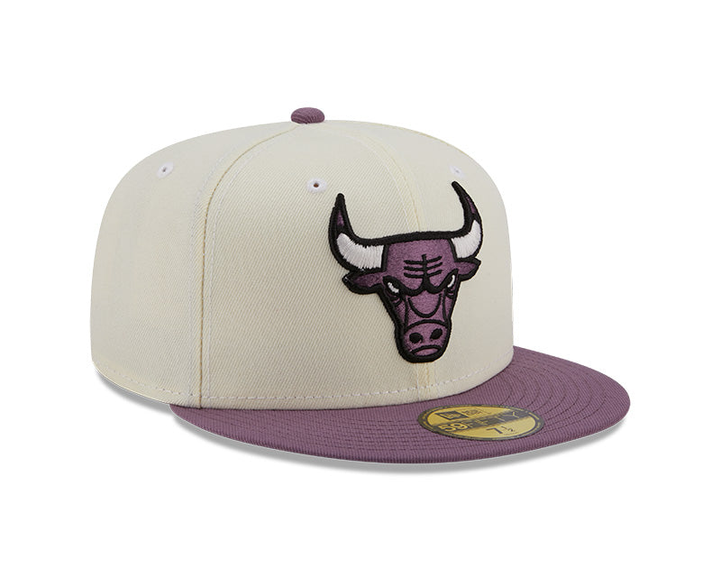Men's NBA Chicago Bulls 59Fifty Cream/Purple 2 Tone Fitted Hat