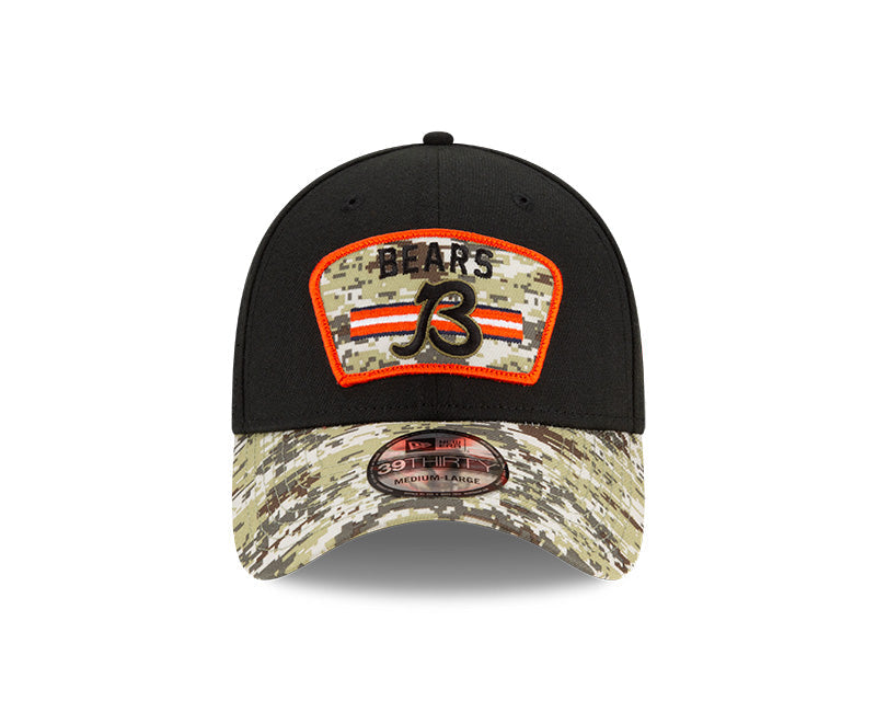 Men's Chicago Bears New Era Black 2021 Salute to Service "B" Logo 39THIRTY Flex Hat