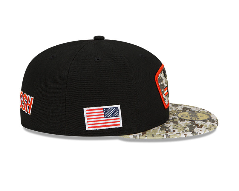 Men's Chicago Bears C Logo New Era Black/Camo 2021 NFL Sideline Salute To Service 59FIFTY Fitted Hat