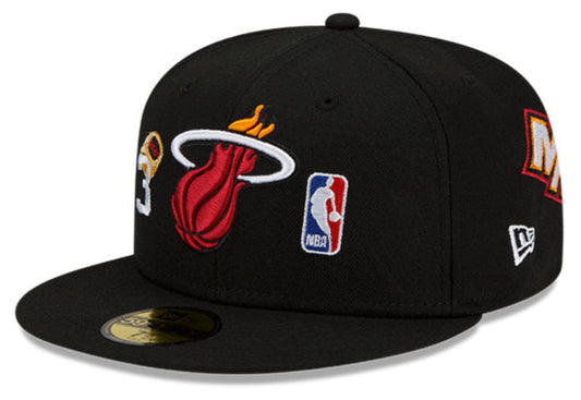 Men's New Era Black Miami Heat 3x World Champions Count the Rings 59FIFTY Fitted Hat