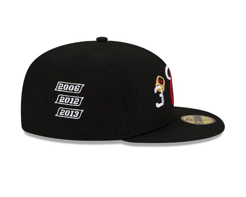Men's New Era Black Miami Heat 3x World Champions Count the Rings 59FIFTY Fitted Hat