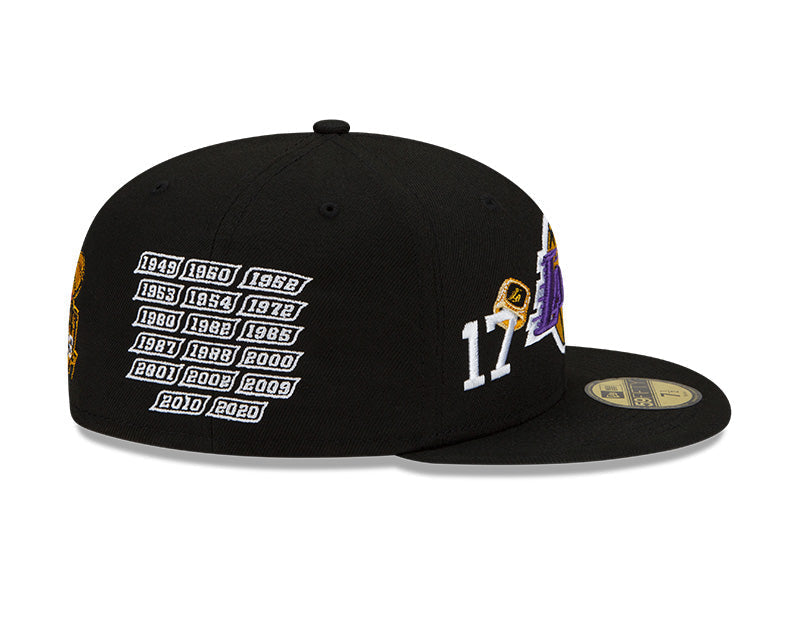 Los Angeles Lakers New Era Black 17x World Champions Count the Rings 59FIFTY Fitted Hat