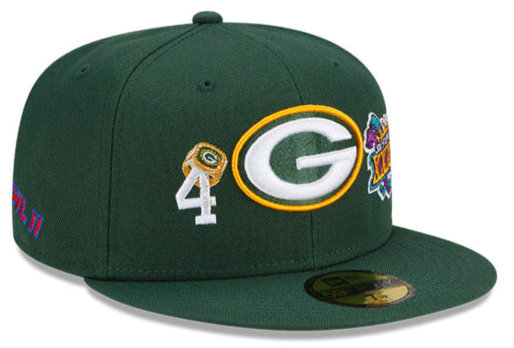 Green Bay Packers New Era Green 4 Time Champions 59FIFTY Fitted Hat