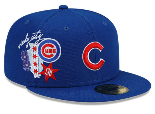 Chicago Cubs New Era Q4 Blue Windy City 59FIFTY Fitted Hat