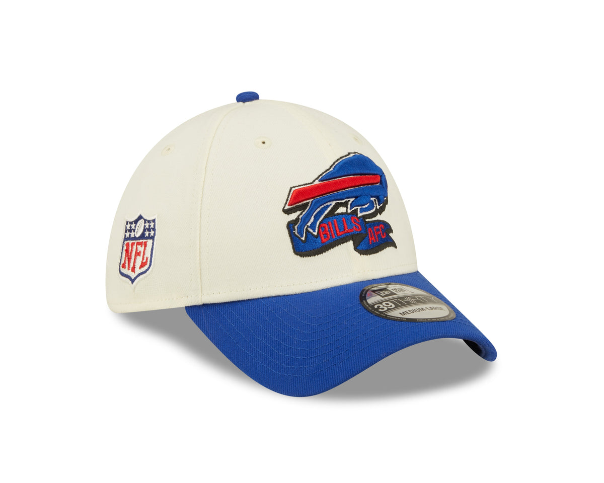 Men's Buffalo Bills New Era Cream/Royal 2022 Sideline 39THIRTY Flex Hat