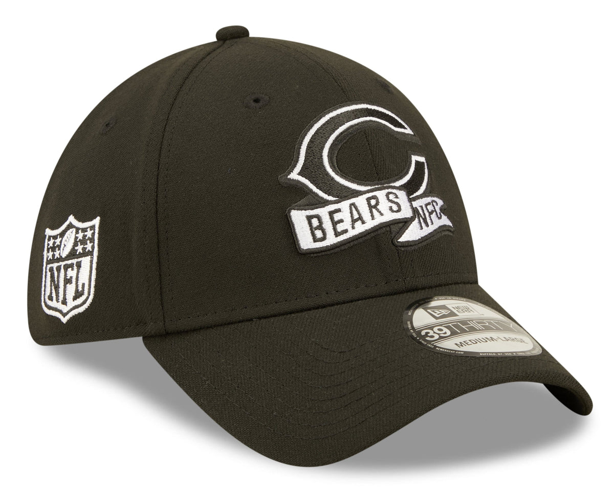 Men's Chicago Bears New Era Black "C Logo" 2022 Sideline 39THIRTY Flex Hat