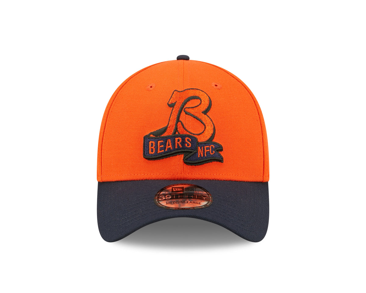 Men's Chicago Bears "B" Logo New Era Orange/Navy 2022 Sideline 39THIRTY Flex Hat