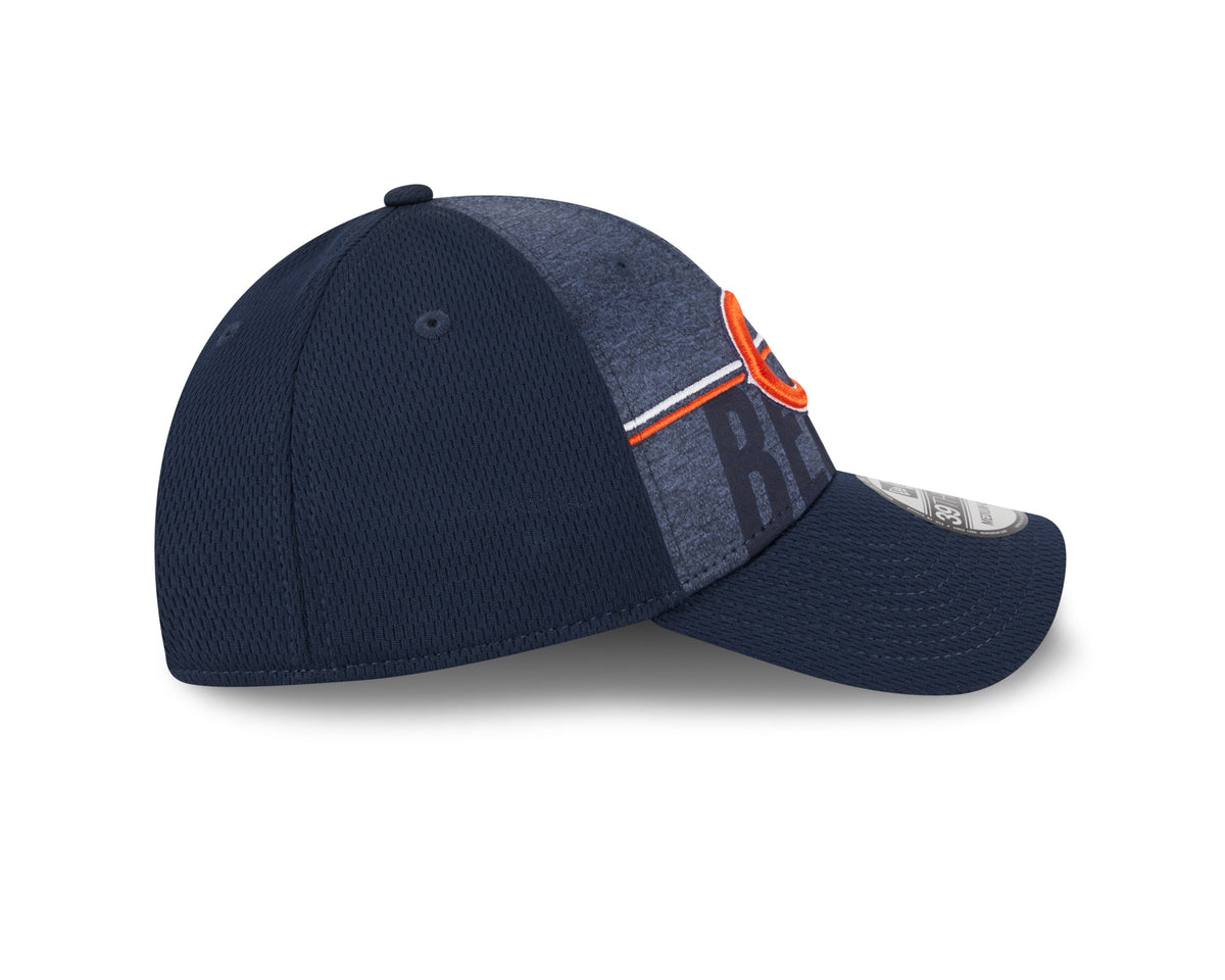 Men's Chicago Bears New Era NFL 2023 Training Camp Navy Primary Logo 39THIRTY Flex Fit Hat