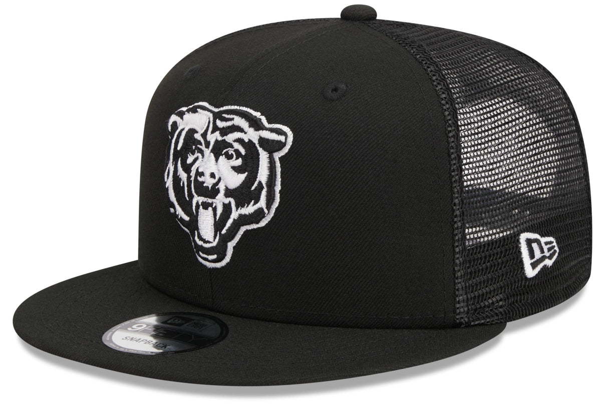Chicago Bears New Era Primary Black and White Trucker 9FIFTY Snapback Hat
