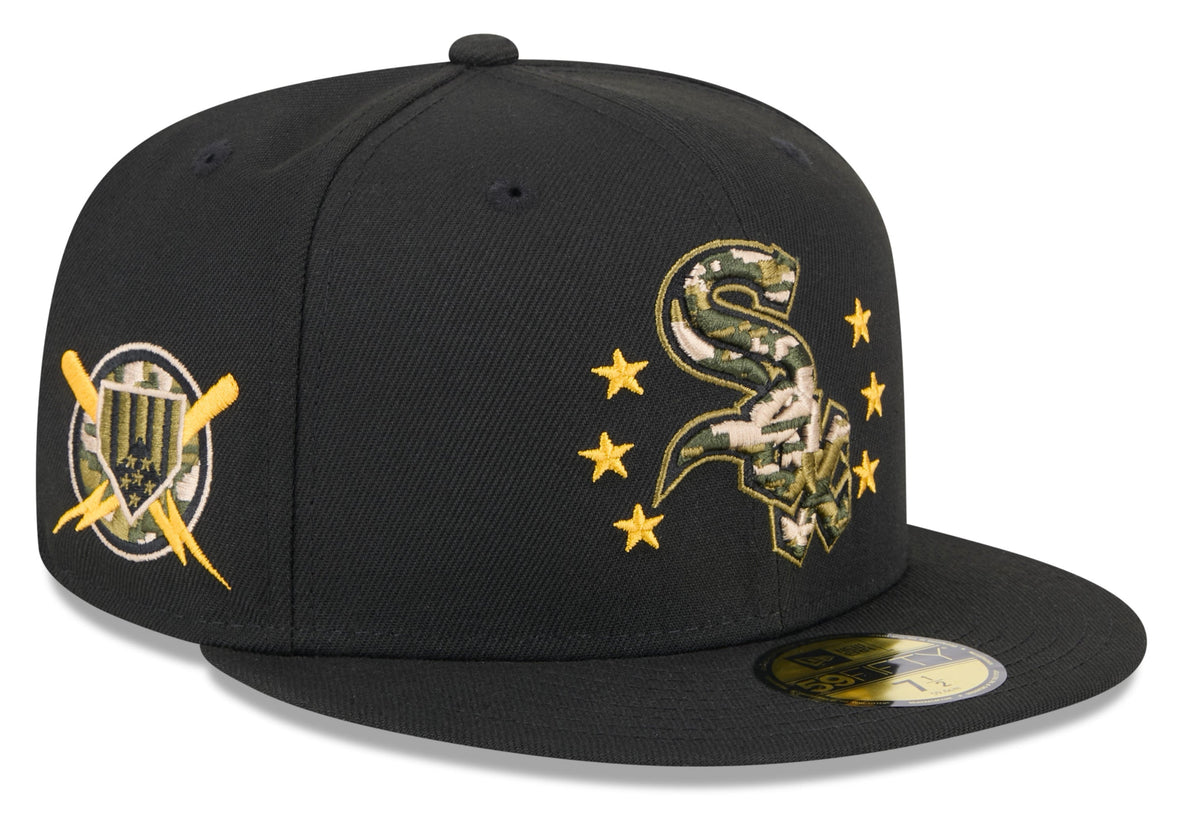 Chicago White Sox New Era 2024 MLB Armed Forces Day On-Field Black 59FIFTY Fitted Hat