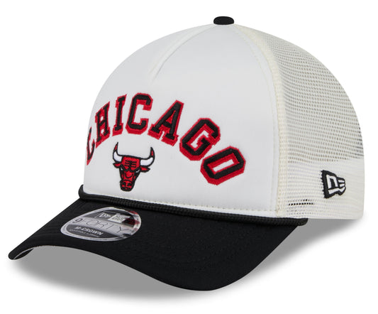 Chicago Bulls 2 Tone Chrome/Black New Era 9FORTY M-Crown Trucker Adjustable Hat