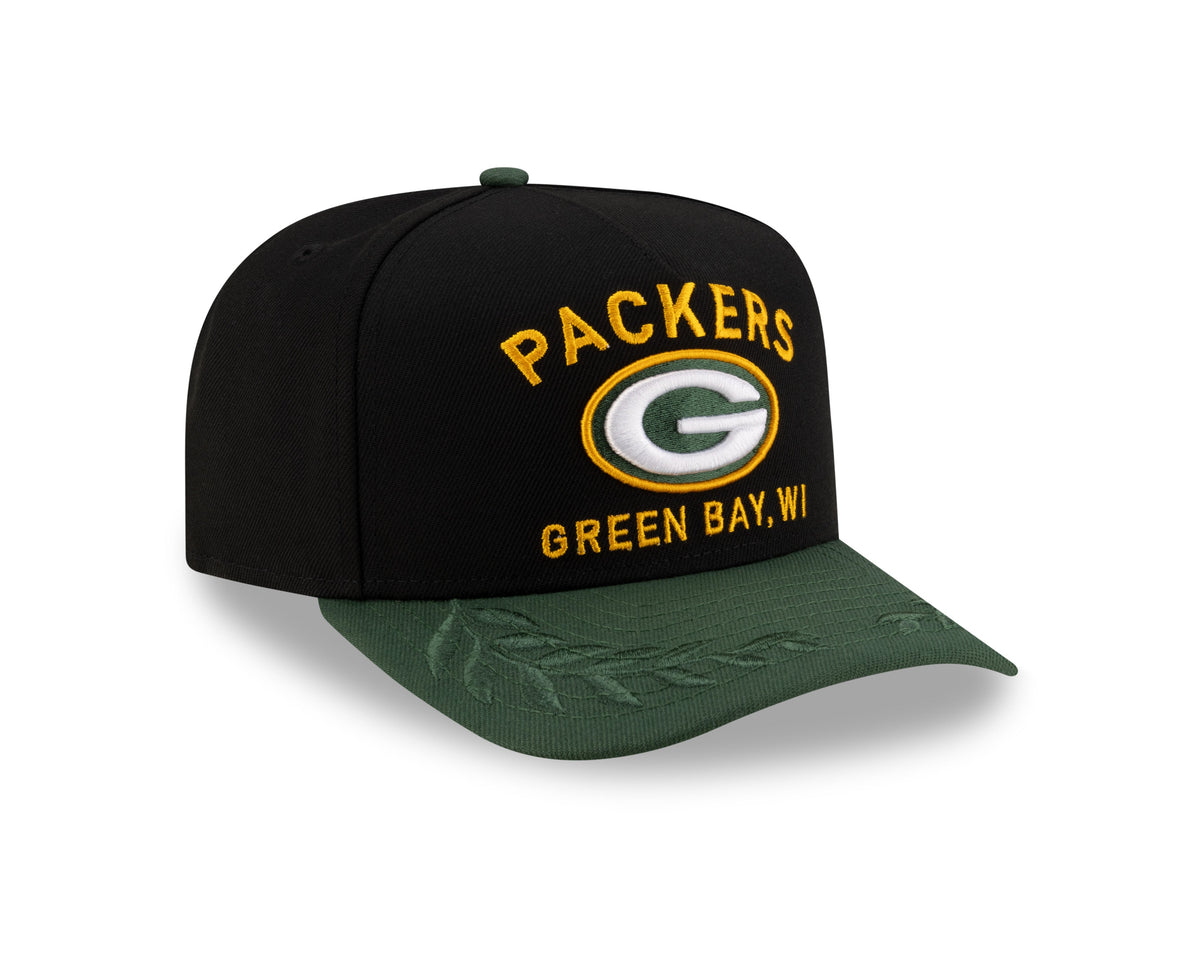 Men's Green Bay Packers New Era 2025 NFL Draft Black A-Frame 9FIFTY Snapback Adjustable Hat