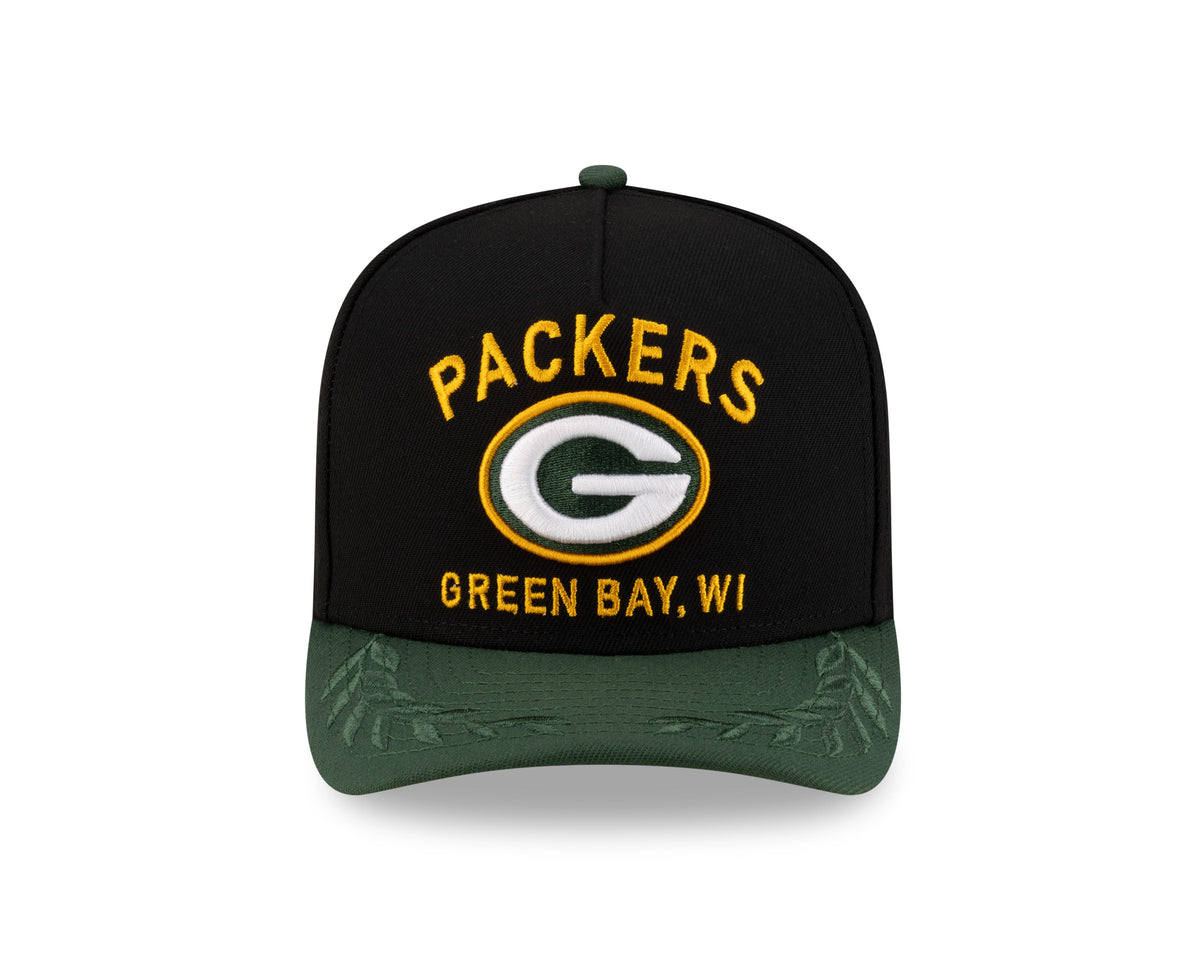 Men's Green Bay Packers New Era 2025 NFL Draft Black A-Frame 9FIFTY Snapback Adjustable Hat