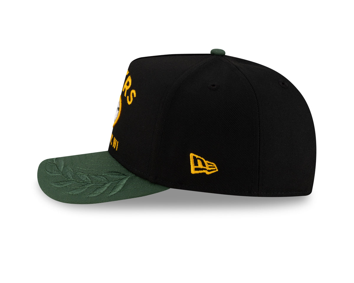 Men's Green Bay Packers New Era 2025 NFL Draft Black A-Frame 9FIFTY Snapback Adjustable Hat