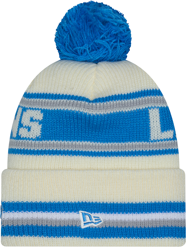 Detroit Lions New Era Off White Knit Classic Cuffed Pom Knit