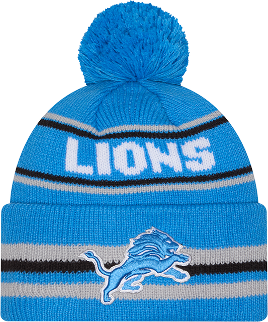 Detroit Lions Blue New Era Knit Classic Cuffed Pom Knit