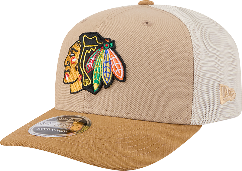 Chicago Blackhawks New Era 2T Tan 9SEVENTY Trucker Adjustable Hat