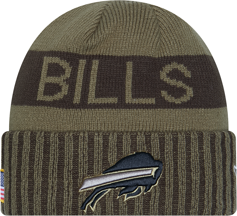 Buffalo Bills New Era Green 2025 NFL Sideline Salute To Service Cuffed Knit Hat