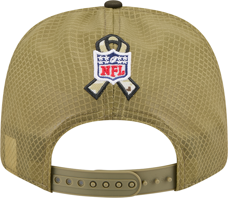 Men's Buffalo Bills New Era Green 2025 Salute To Service Sideline 9SEVENTY Trucker Adjustable Hat