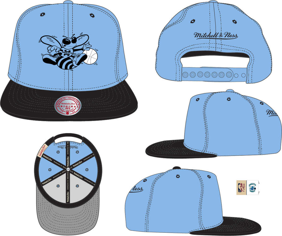 Men's Charlotte Hornets Mitchell & Ness NBA University Away 2 Tone HWC Snapback Hat