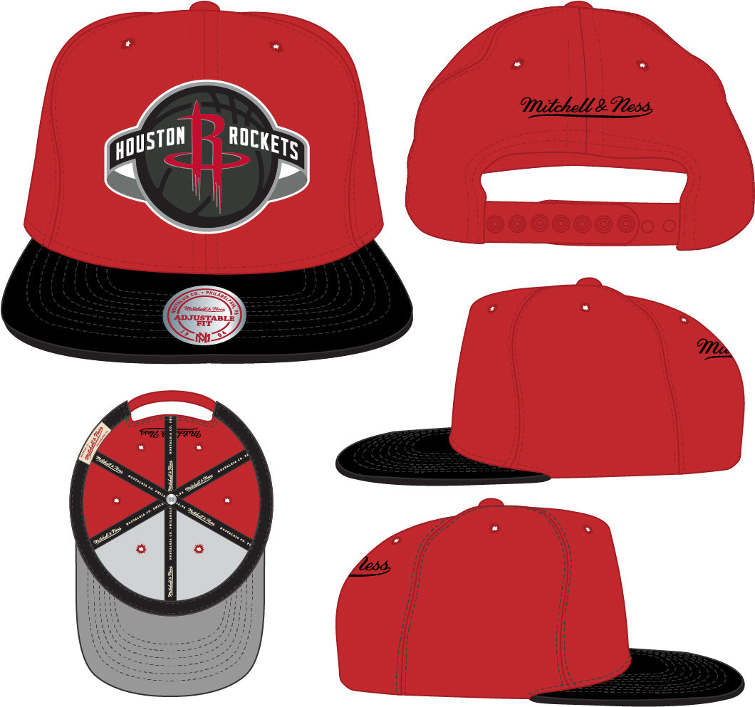 Mens NBA Houston Rockets Red/ Black Mitchell And Ness Basic Core Snapback Hat
