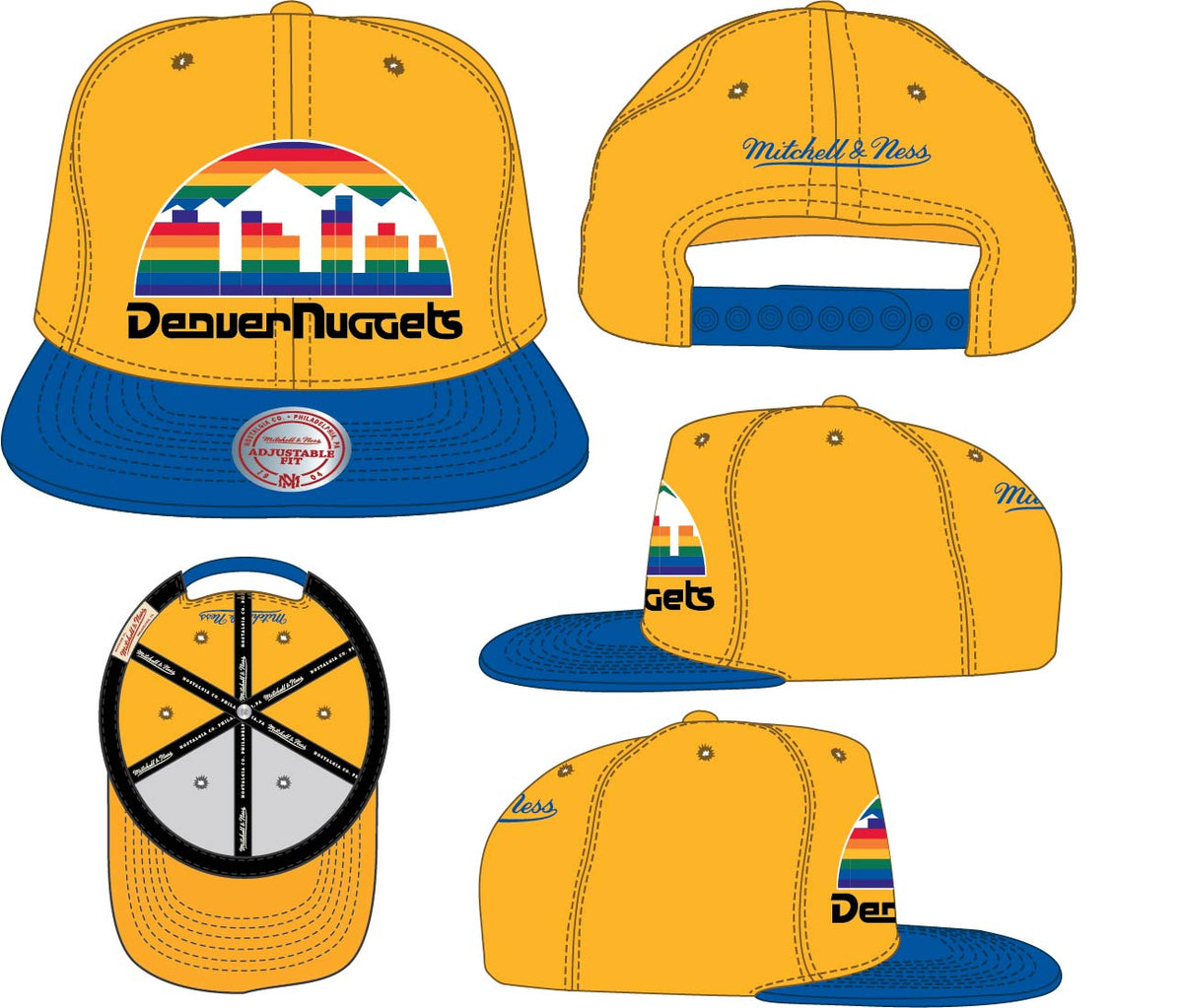 Men's Denver Nuggets NBA Core Basic Gold/Royal HWC Mitchell & Ness Snapback Hat